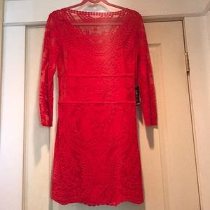 Brand new Express Red lace midi dress.